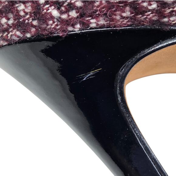 Ann Taylor Maya Burgundy Tweed Cap Toe Chain Trim Heels Size 7M - Picture 13 of 16